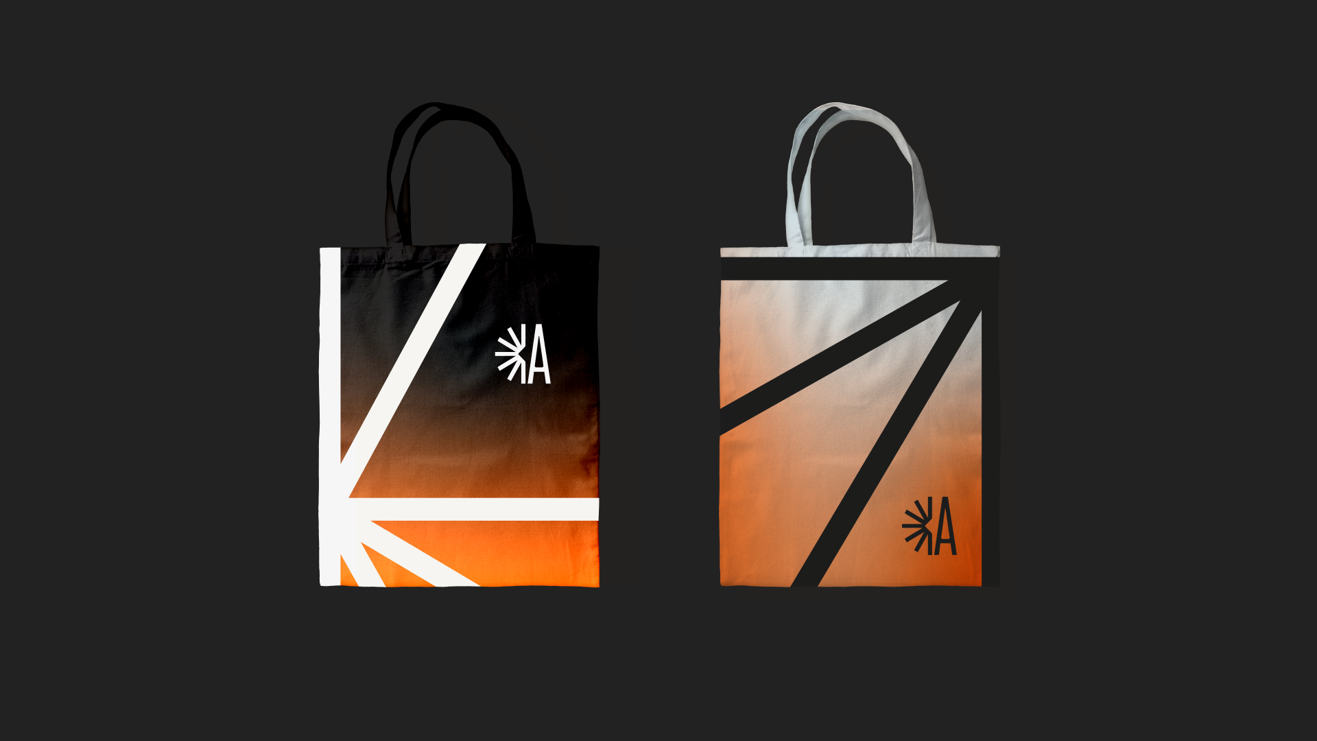 Ashwin tote bags in black and light colourways