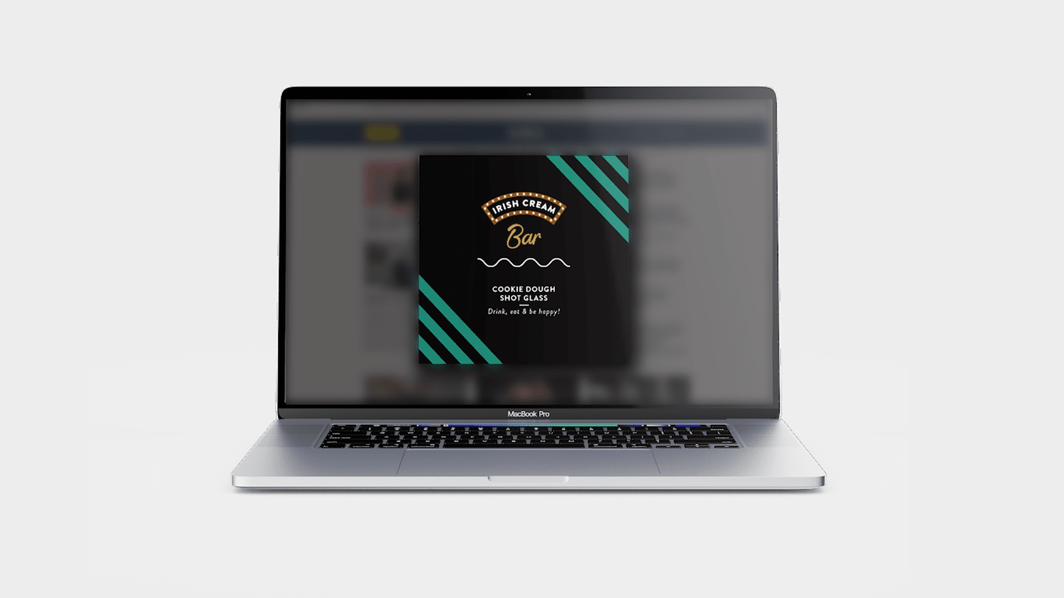 A Baileys cookie-dough online display ad shown on a laptop