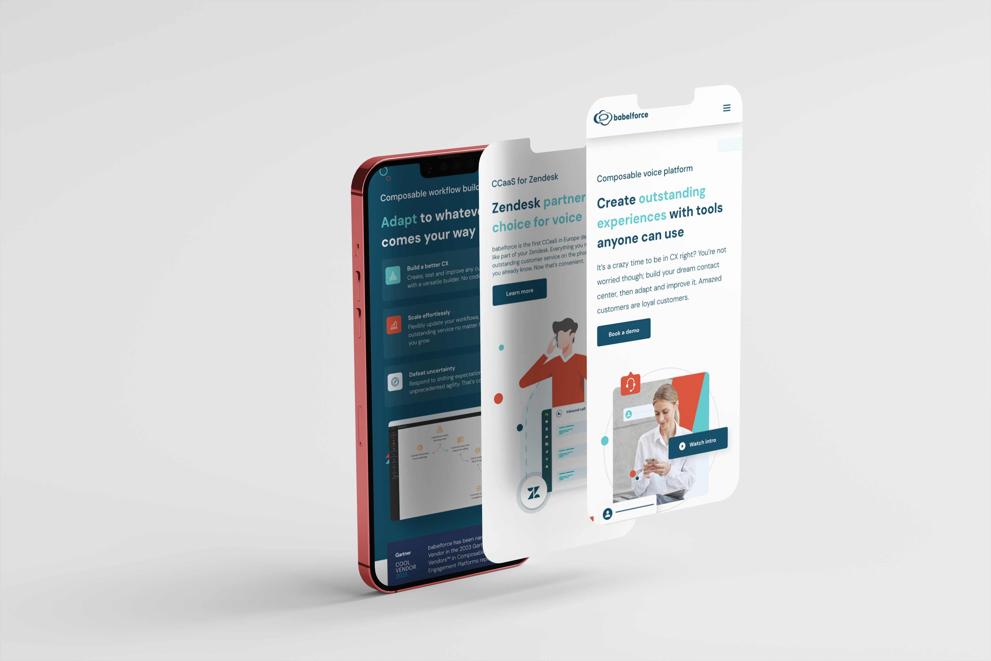 Babelforce website shown across mobile screens