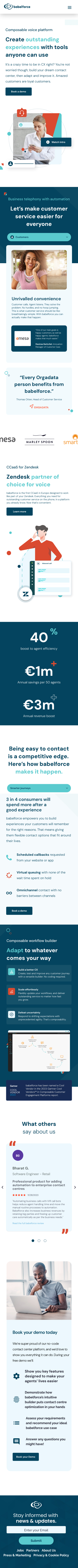 Babelforce platform page on mobile, full length