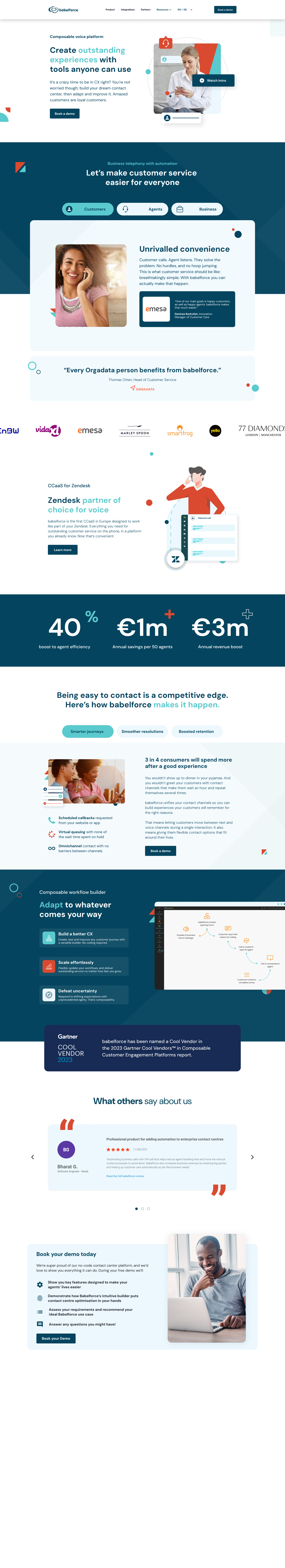 Babelforce platform page, full length