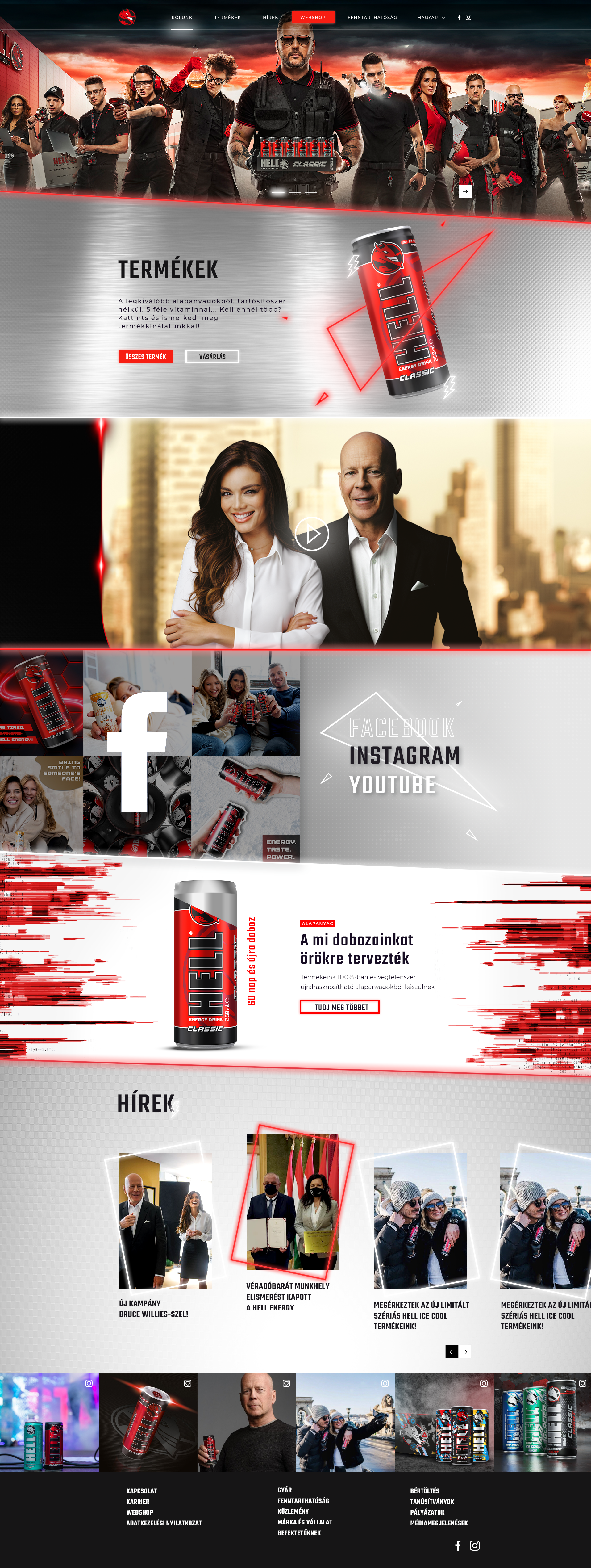 Redesigned Hell Energy homepage, full length