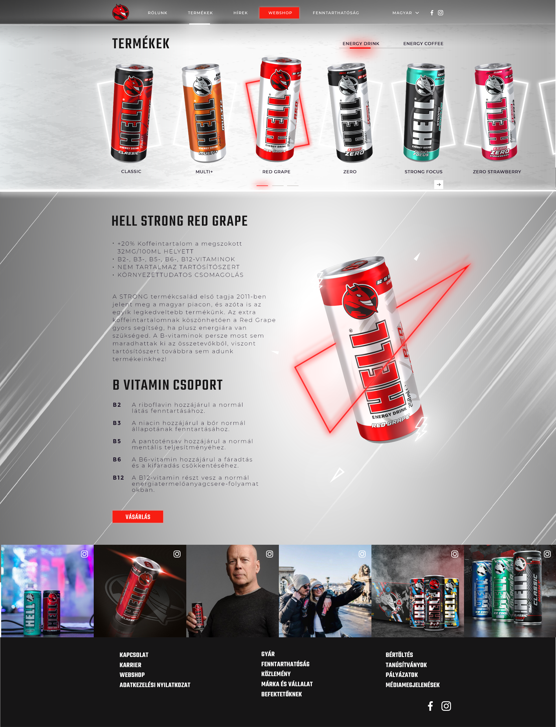 Redesigned Hell Energy products page, full length