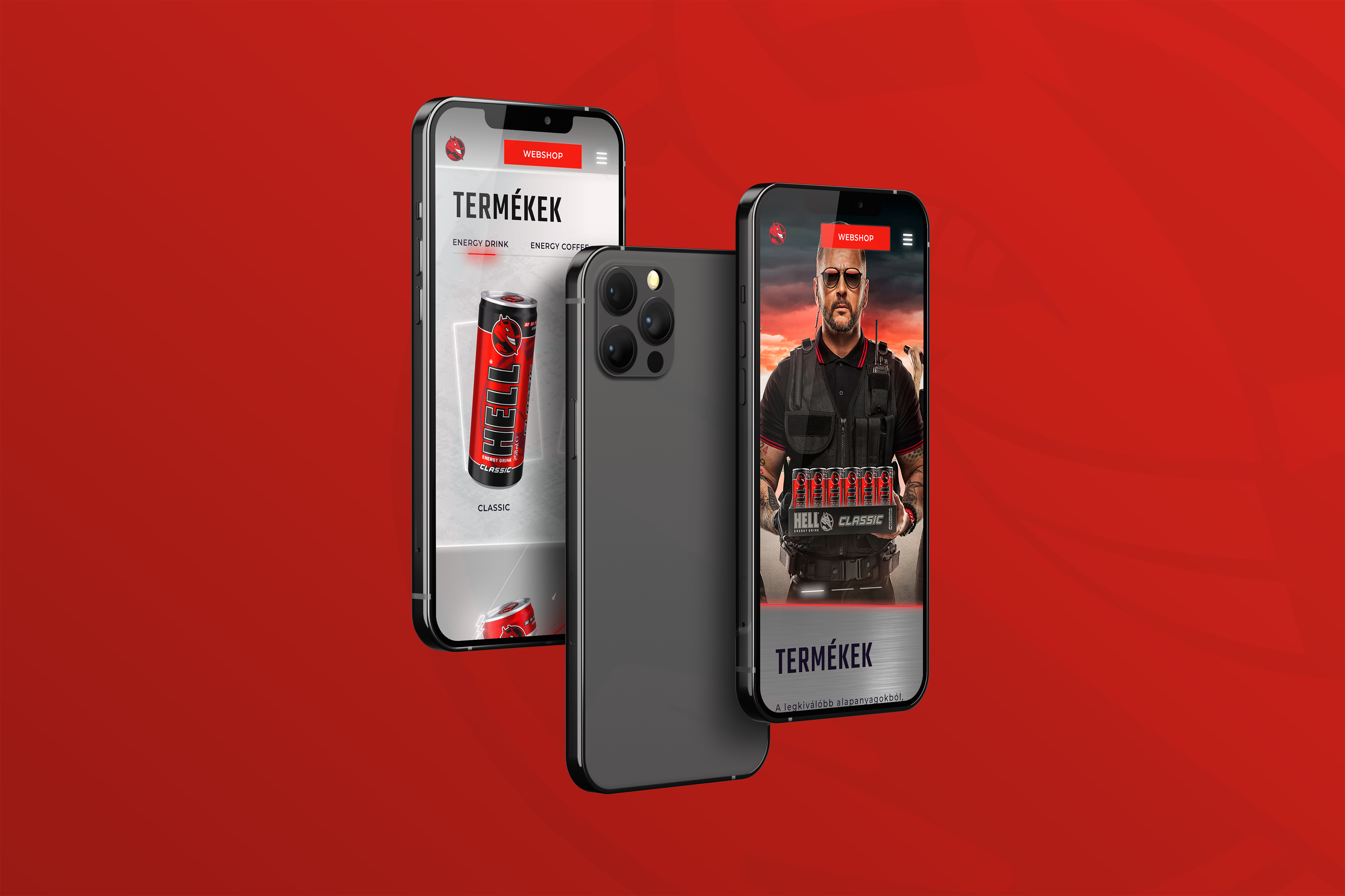 Hell Energy mobile app UI screens