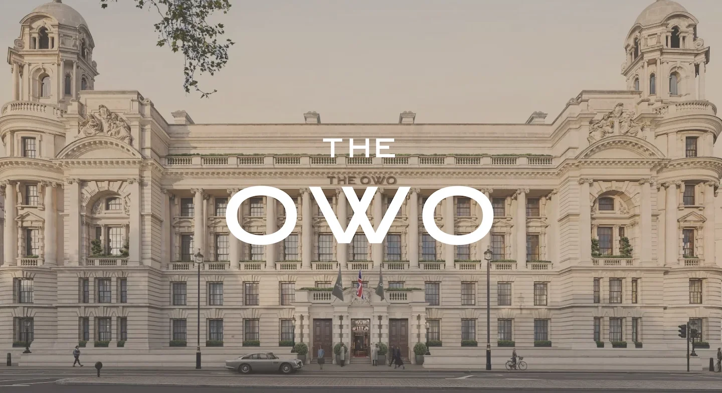 The OWO building facade on Whitehall with the OWO wordmark