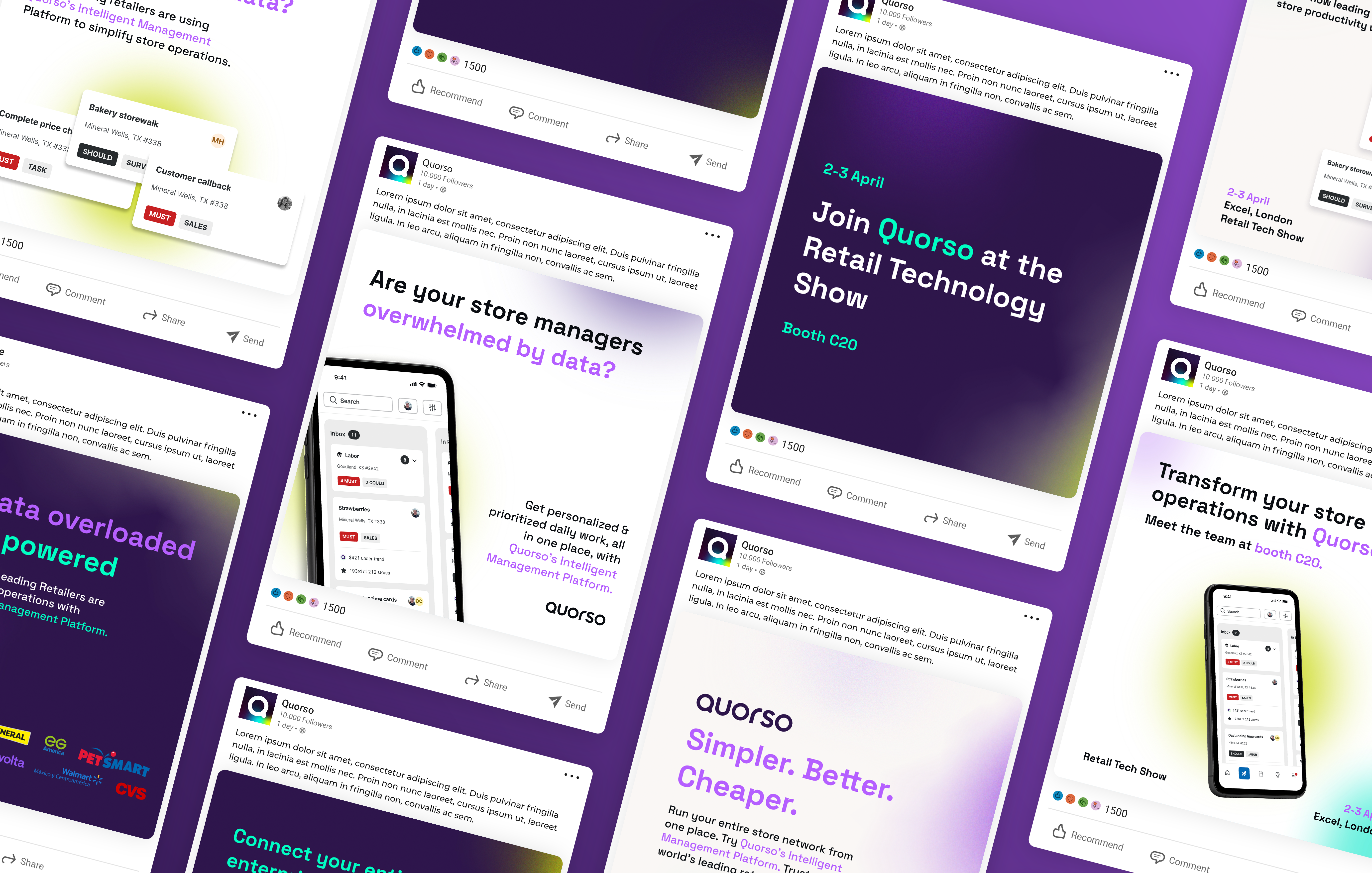 Quorso social and digital campaign posts