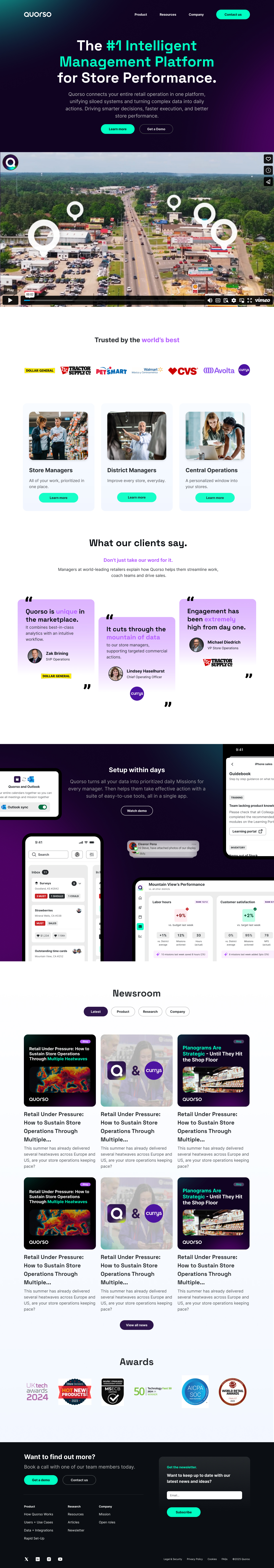 Quorso redesigned homepage, full length